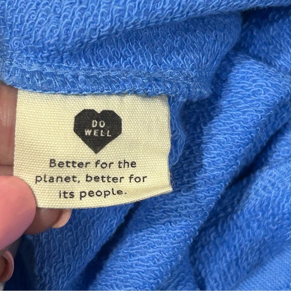 Madewell MWL Blue Terry Drawstring Sweat Shorts Size L Lounge Cotton Blend - Picture 4 of 7